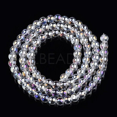 Electroplate Transparent Glass Beads Strands GLAA-T032-T4mm-AB13-1