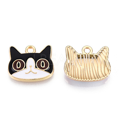 Light Gold Plated Alloy Kitten Pendants ENAM-T009-41C-1