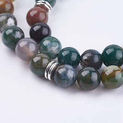 Natural Indian Agate Wrap Bracelets BJEW-E329-06E-1