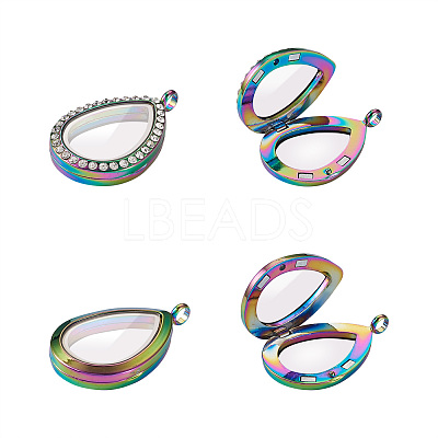 2Pcs 2 Style Alloy Magnetic Locket Pendants PALLOY-TA0002-35M-1