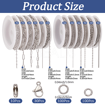 32M 12 Styles 304 Stainless Steel Cable Chains CHS-SP0001-05-1