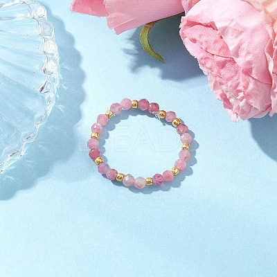 Natural Tourmaline Beaded Stretch Rings for Women RJEW-JR00868-05-1