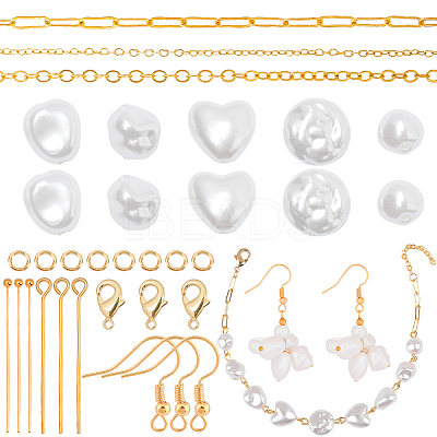 DIY Imitation Pearl Earring Bracelet Making Kit DIY-SC0022-07-1