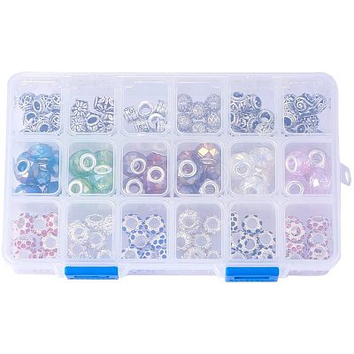 Brass & Alloy Rhinestone & Glass European Beads MPDL-NB0001-02-1