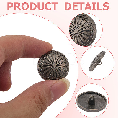 20Pcs 1-Hole Alloy Shank Buttons BUTT-GF0004-10B-1