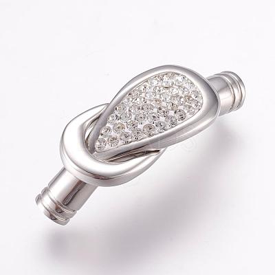 304 Stainless Steel Magnetic Clasps with Glue-in Ends STAS-L189-09P-1