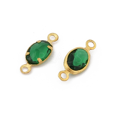 Brass K9 Glass Connector Charms KK-K295-01G-05-1