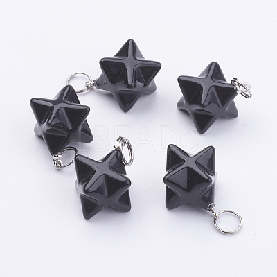 Natural Obsidian Pendants G-E398-02B-1