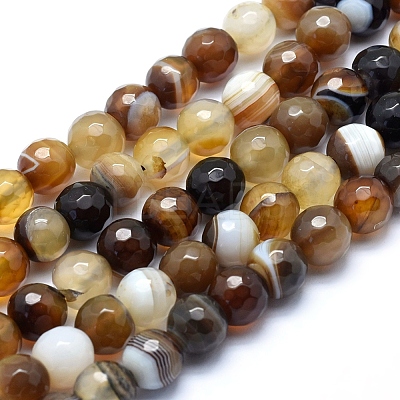 Natural Striped Agate/Banded Agate Beads G-J371-14-8mm-1