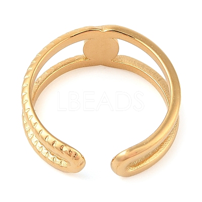 Ion Plating(IP) 304 Stainless Steel Open Cuff Rings for Women RJEW-Z057-10G-04-1