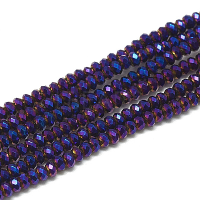 Electroplate Glass Beads Strands X-EGLA-Q112-C08-1