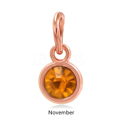 Rose Gold Plated Alloy Glass Rhinestone Charms PALLOY-TAC0016-A11-RG-1
