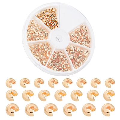 300Pcs 3 Style Brass Crimp Beads Covers KK-PH0003-59-1