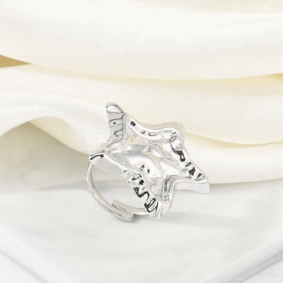 Anti-Tarnish 304 Stainless Steel Star Open Cuff Rings RJEW-M047-06P-1