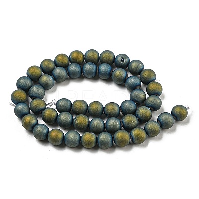 Electroplated Natural Agate Round Bead Strands G-M171-8mm-07-1