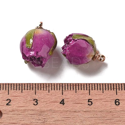 Preserved Rose with Golden Alloy Pendants FIND-M010-01B-1