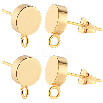 20Pcs Flat Round Brass Stud Earring Findings KK-BBC0013-96D-1