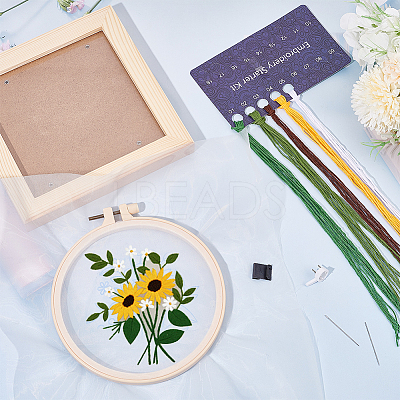 DIY Flower Pattern Organza Embroidery Hanging Ornament Kits DIY-WH0304-511-1