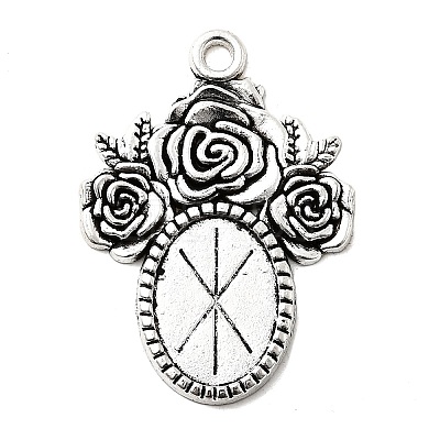 Tibetan Style Alloy Pendant Cabochon Settings TIBEP-5199-AS-LF-1