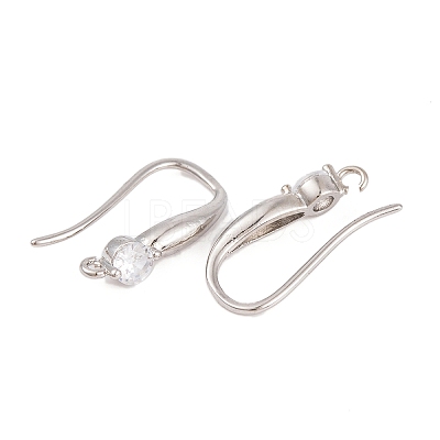 Rack Plating Brass Cubic Zirconia Earring Hooks KK-S374-05P-05-1