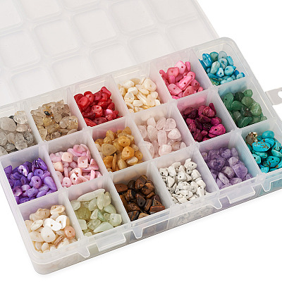 360g 18 Colors Freshwater Shell & Gemstone Chip Bead Sets G-CW0001-01-1