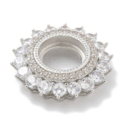Rack Plating Brass Micro Pave Clear Cubic Zirconia Cabochon Connector Setttings KK-L224-027P-02-1