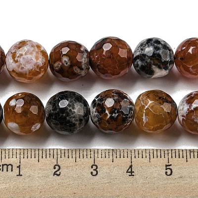 Faceted Natural Fire Crackle Agate Beads Strands G-F447-12mm-N14-1