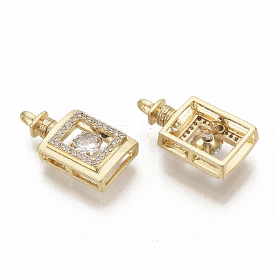 Brass Micro Pave Clear Cubic Zirconia Pendants X-ZIRC-T011-17G-NF-1