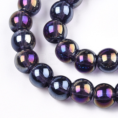 Electroplate Transparent Glass Beads Strands GLAA-T032-T6mm-AB03-1
