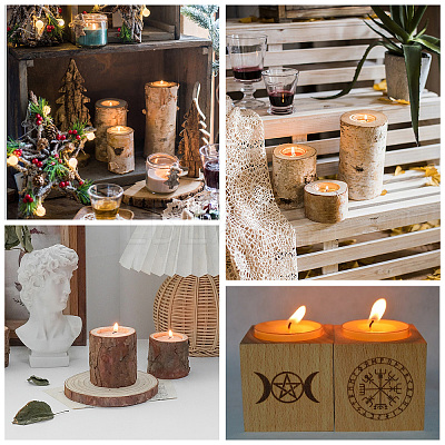 Wooden Candle Holders Set AJEW-SD0001-21E-1