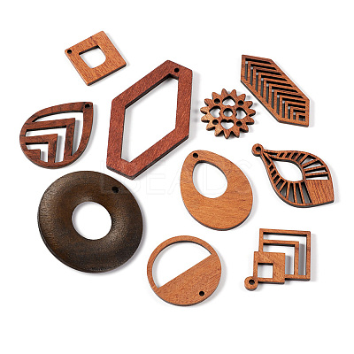 DIY Walnut Wood Hollow Geometric Dangle Earrings Making Kit DIY-TA0009-18-1
