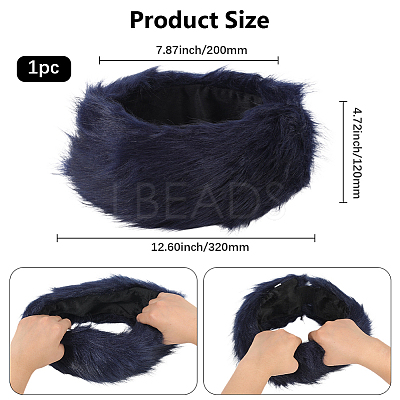 1Pc Faux Fur Fiber Yarn Warmer Headbands COHT-CY0001-01C-1