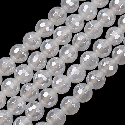 Electroplated Natural Agate Beads Strands G-B191-A07-6mm-20-1