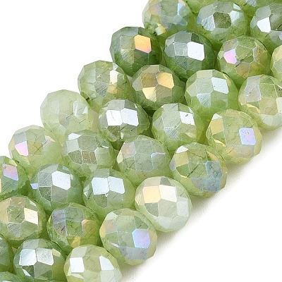 Electroplate Crackle Imitation Jade Glass Beads Strands LS-EGLA-Q131-02C-03-1