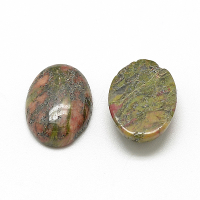 Natural Unakite Cabochons X-G-R415-13x18-36-1