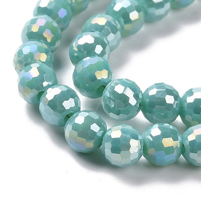 Electroplate Opaque Solid Color Glass Beads Strands GLAA-E036-10-M-1