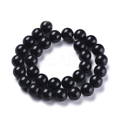 Natural Black Stone Beads Strands G-I288-A02-12mm-1