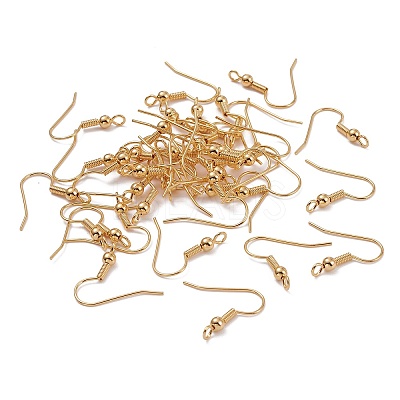 Brass Earring Hooks X-KK-F824-017G-1