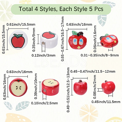 20Pcs 4 Styles Christmas Theme Handmade Porcelain Beads PORC-PA0001-65-1