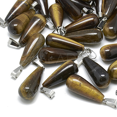 Natural Tiger Eye Pendants X-G-T081-01-1