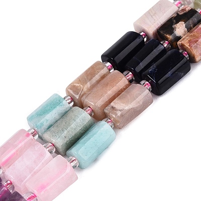 Natural Sodalite & Rhodonite & Prehnite & Amethyst & Rose Quartz & Flower Amazonite & Sunstone Beads Strands G-Q614-01A-04-1
