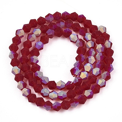 Imitate Austrian Crystal Bicone Frosted Glass Beads Strands EGLA-A039-T4mm-MB27-1
