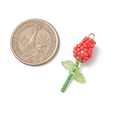 Glass Seed Beaded Rose Pendants PALLOY-MZ00959-03-1