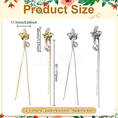 4Pairs 2 Colors Iron & Alloy Cuff Earrings EJEW-HY0001-15-1