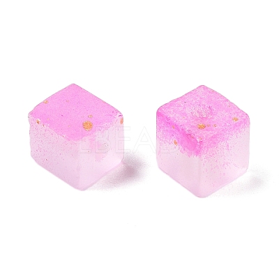 Frosted Glass Beads with Golden Glitter Powder DGLA-NH001-6mm-01H-1