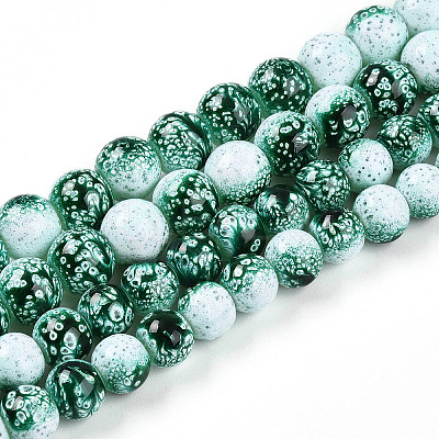 Transparent Baking Paint Glass Beads Strands DGLA-N009-8mm-06-1