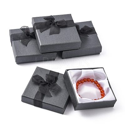 Bowknot Organza Ribbon Cardboard Bracelet Bangle Gift Boxes BC148-05-1