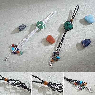 12Pcs Wing Braided Nylon Cord Macrame Pouch Pendant Decorations AJEW-SW00009-04-1