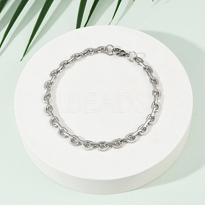 201 Stainless Steel Cuba Style Chian Bracelet for Men LS-BJEW-B138-06P-01-1