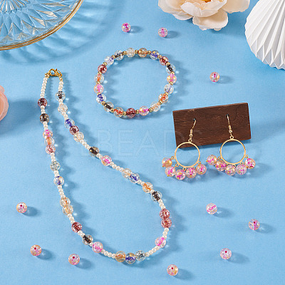100Pcs Crackle Transparent Glass Beads GLAA-TADJ0001-12I-1